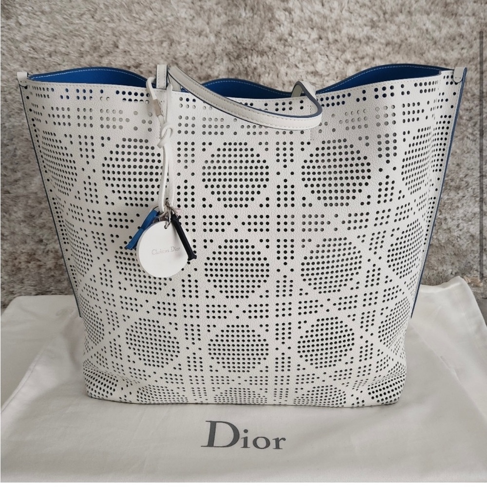 AUTHENTIC DIOR Dioriva Perforated Shopping Tote Extra Large